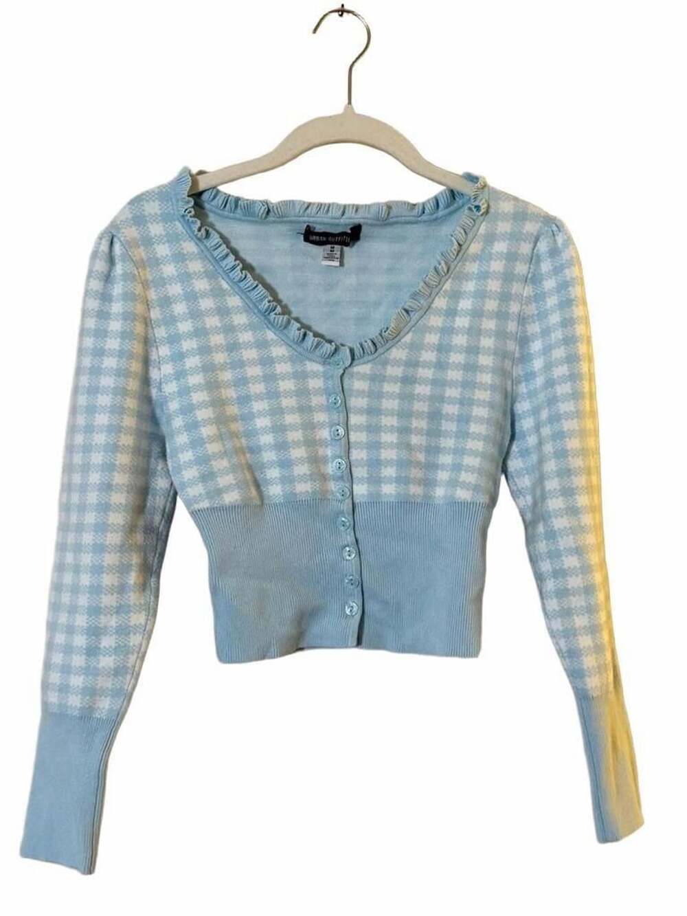 Soft girl cottage core Urban Outfitters Lala Shrunken Cardigan Size M Blue